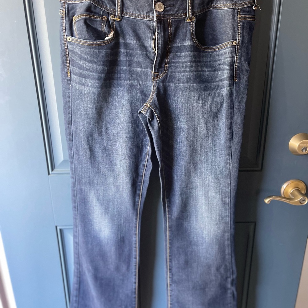 American Eagle Outfitters Dark Blue Kick Boot Jeans
